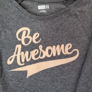Crazy 8 dark gray long sleeve shirt with "Be Aweso